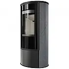 Піч-камін на дровах Kratki ERIK Ø 150. Сучасне опалення в опорядженій кераміці GRAFITE SATIN зі сталі, фото 4