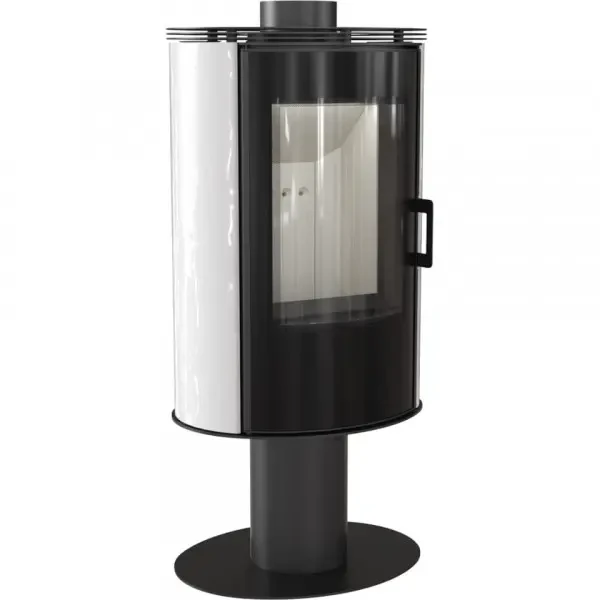 Піч-камін на дровах до 80 80 м²Kratki KOZA AB S/N/O/DR GLASS біла. Сучасне опалення з кахлю 8 кВт, фото 1