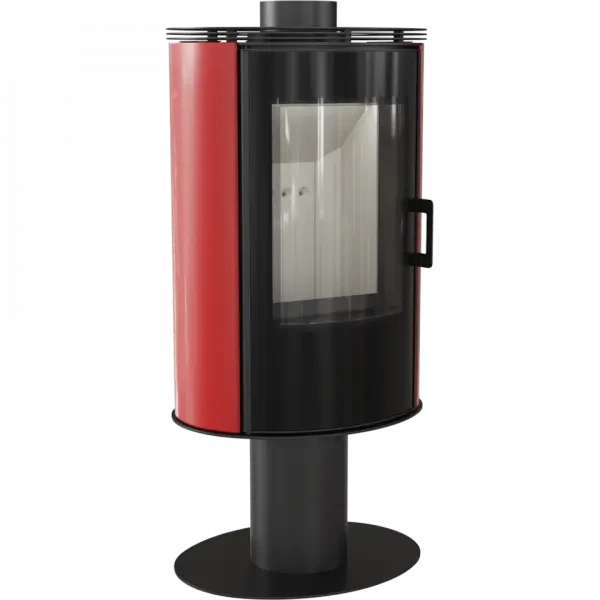 Піч-камін на дровах до 80 м² Kratki KOZA AB S/N/O/DR GLASS червона. Сучасне опалення з кахлю 8 кВт, фото 1