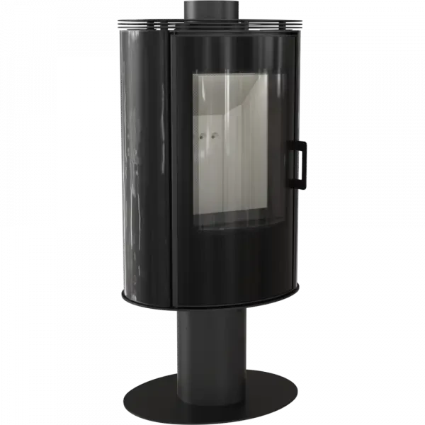 Піч-камін на дровах до 80 м² Kratki KOZA AB S/N/O/DR GLASS чорна. Сучасне опалення з кахлю 8 кВт, фото 1