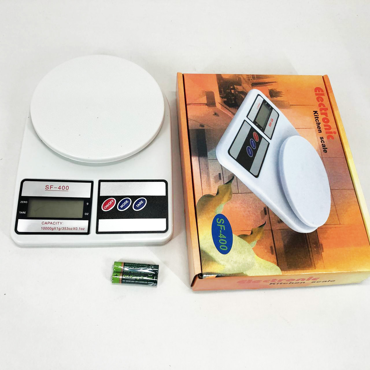Ваги кухонні електронні Domotec SF-400 з LCD дисплеєм Білі до 10 кг, фото 1