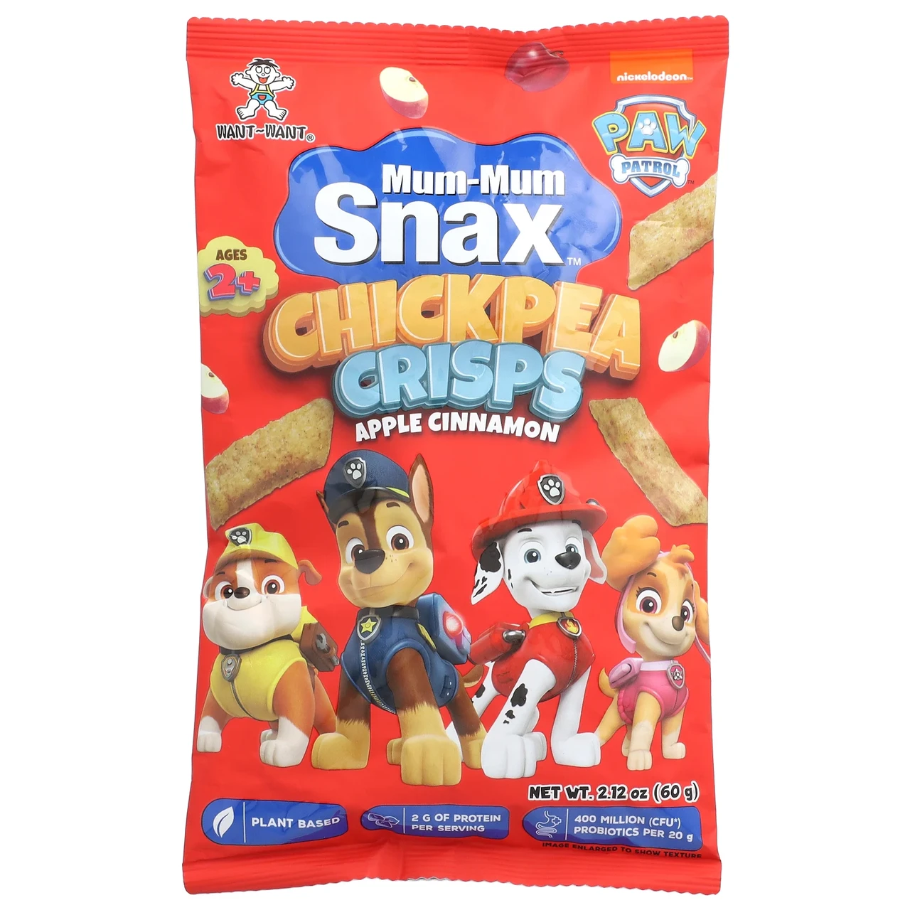 Hot Kid, Mum-Mum SnaxTM, чипси з нуту, Paw PatrolTM, для дітей від 2 років, яблуко та кориця, 60 г (2,12 унції), Київ