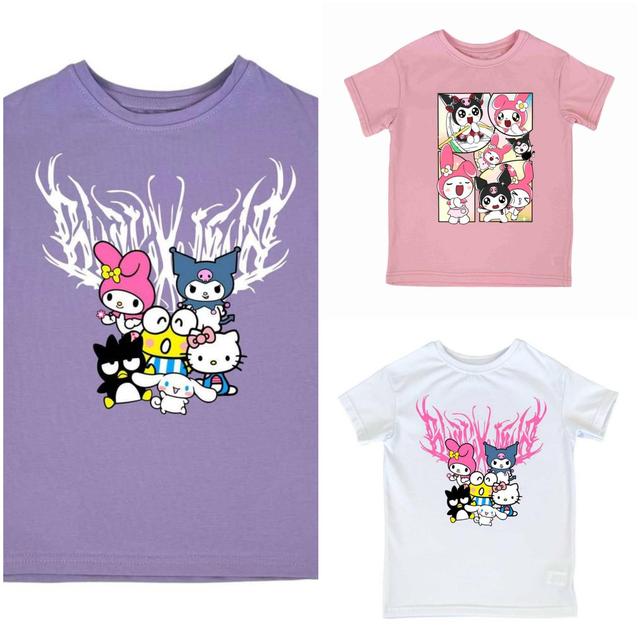 футболка Hello Kitty, футболка Kuromi, футболка My Melody, футболка Sanrio, дитяча футболка, футболка з принтом, бавовняна футболка, стильна футболка для дівчаток, футболка Україна