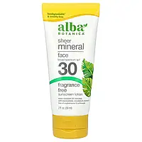 Alba Botanica, прозорий мінеральний сонцезахисний лосьйон для обличчя, SPF 30, без запашників, 59 мл (2 рідкий.
