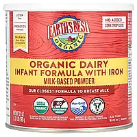 Earth's Best, Organic Dairy, суміш для немовлят із залізом, від народження до 12 місяців, 595 г (21 унція)