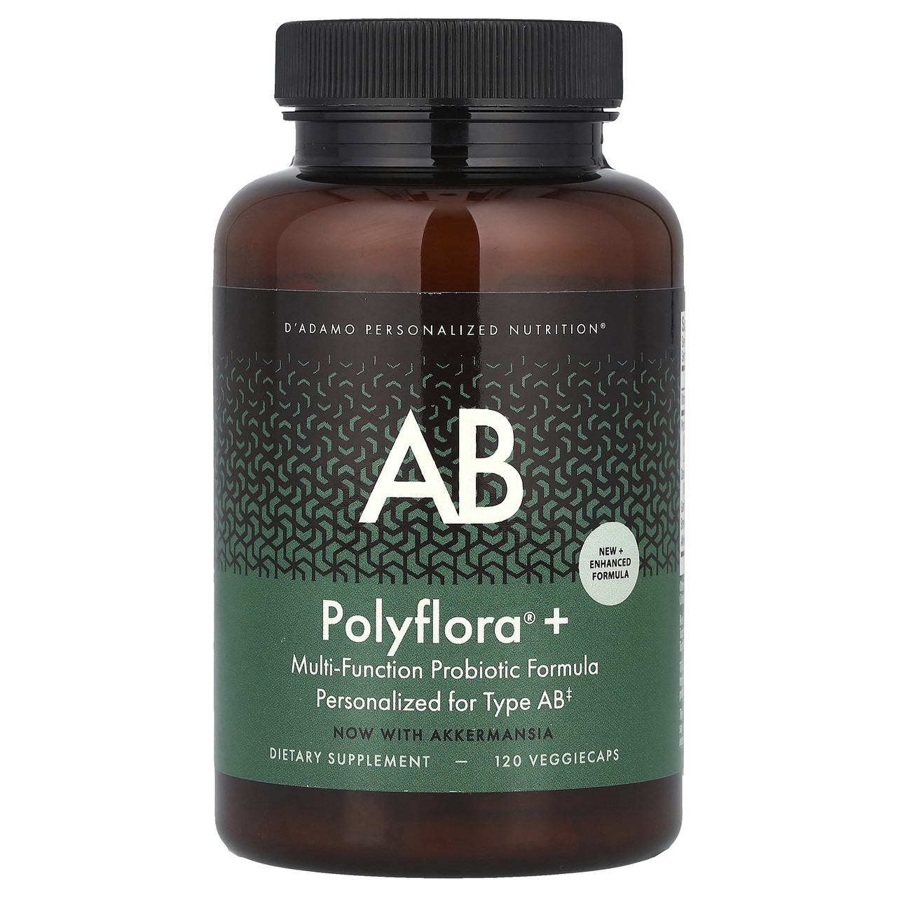 D'adamo, Polyflora® + AB, багатофункціональна формула з пробіотиками, 120 рослинних капсул, Київ