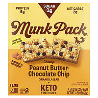 Munk Pack, Chewy Granola Bar, арахісова паста з шоколадною крихтою, 4 батончики по 32 г (1,12 унції) оригінал