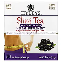 Hyleys Tea, Slim Tea, ягоди асаї, 50 чайних пакетиків у фольгованих пакетиках, по 1,5 г (0,05 унції) Дніпро Дніпро