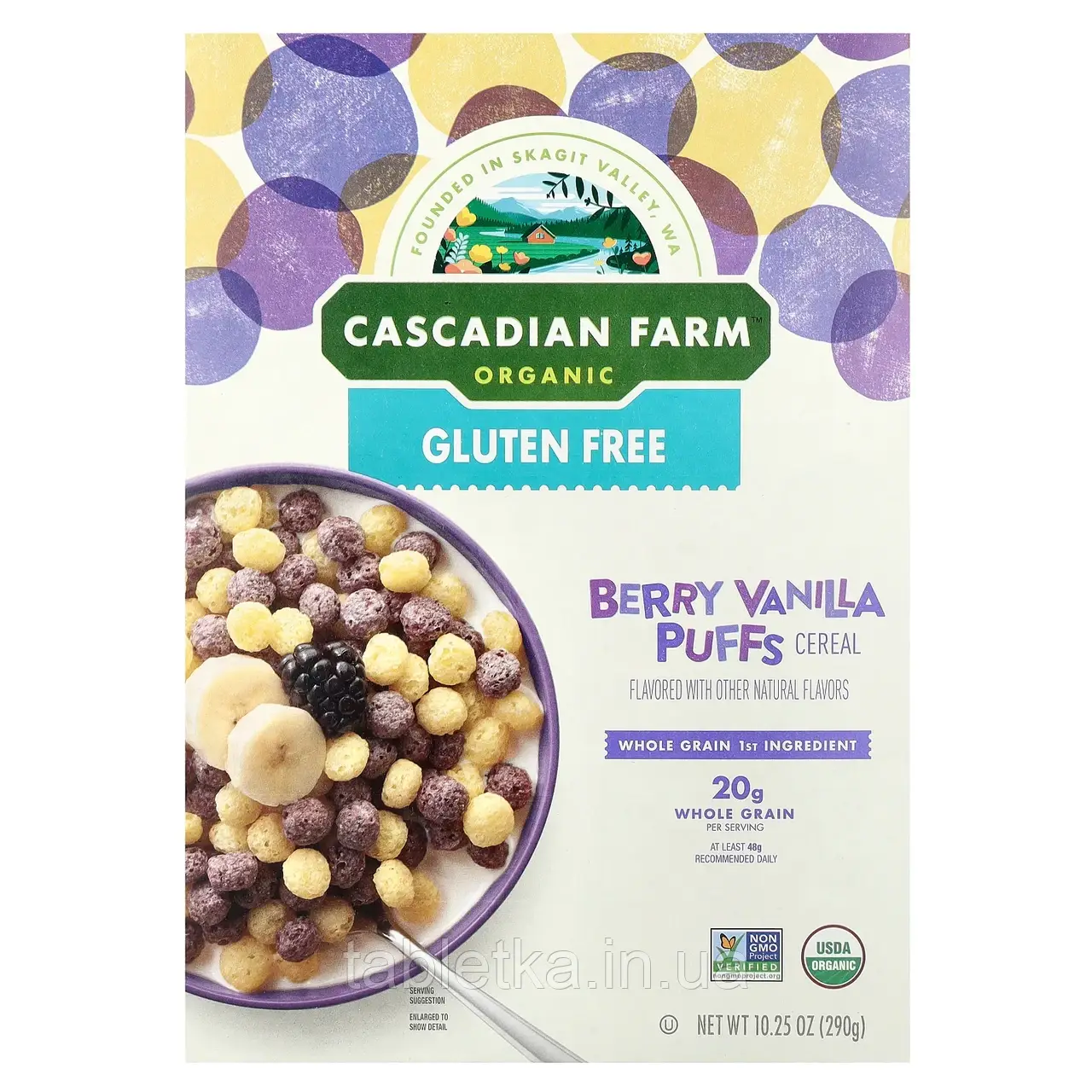 Cascadian Farm, Органічні ягідні пластівці з ваніллю, 290 г (10,25 унції)