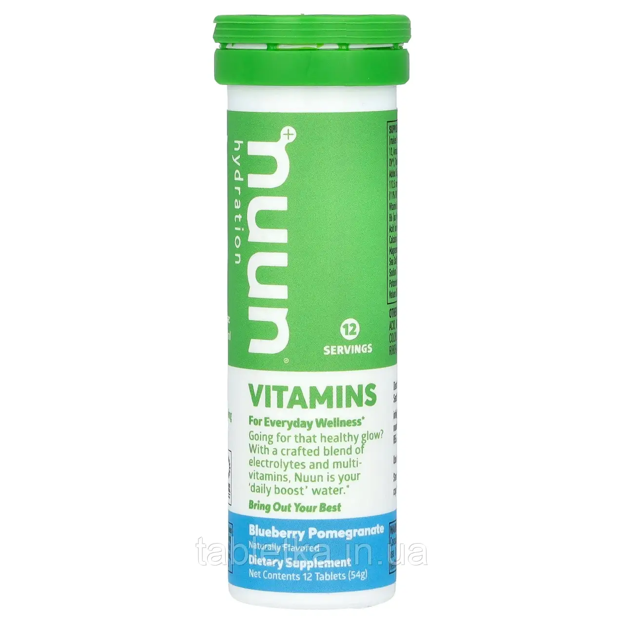 Nuun, Hydration, вітаміни, шипучий напій, лохина та гранат, 12 таблеток