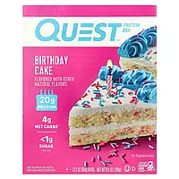 Quest Nutrition, Протеїновий батончик, святковий торт, 4 батончики, 60 г (2,12 унції)
