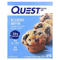 Quest Nutrition, протеїновий батончик, кекс із лохою, 4 шт. по 60 г (2,12 унції)