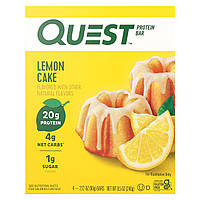 Quest Nutrition, протеїновий батончик, лимонний торт, 4 шт. по 60 г (2,12 унції)