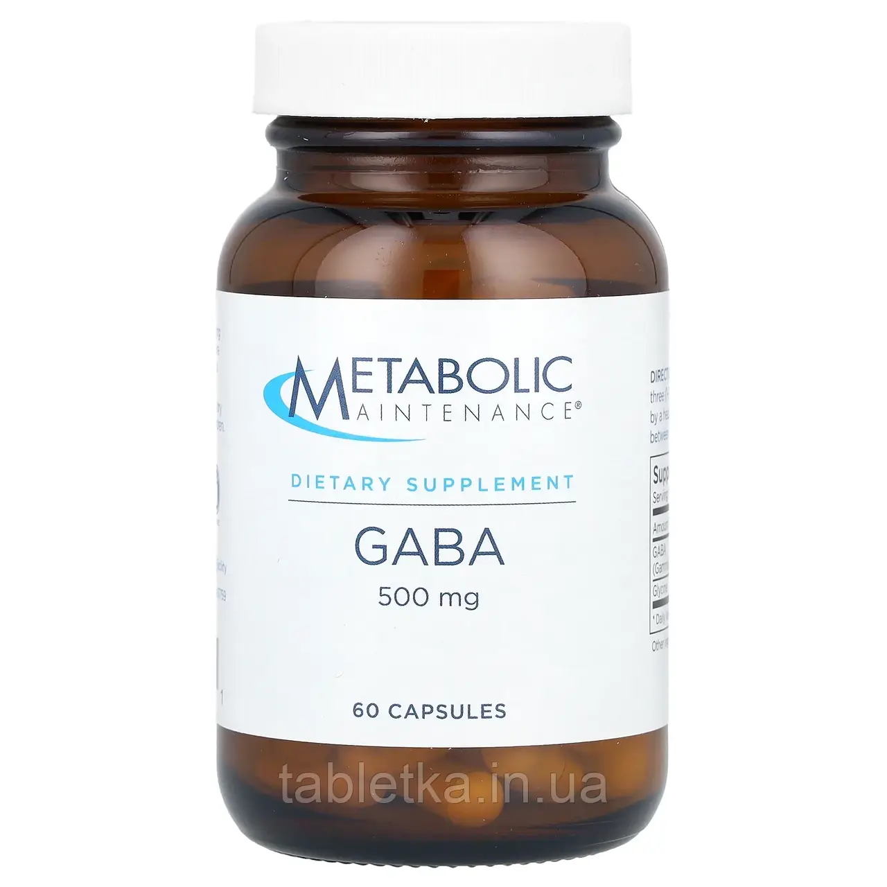 Metabolic Maintenance, ГАМК, 500 мг, 60 капсул