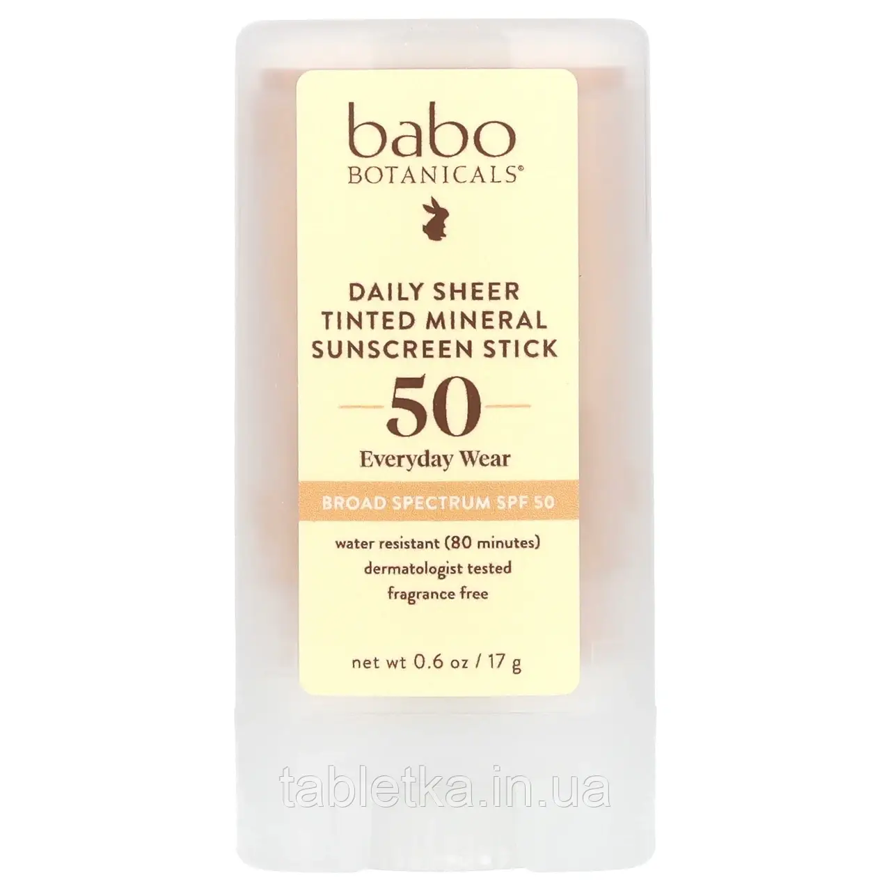 Babo Botanicals, щоденний мінеральний сонцезахисний стик із відтінком, SPF 50, без запашників, 17 г (0,6 унції)