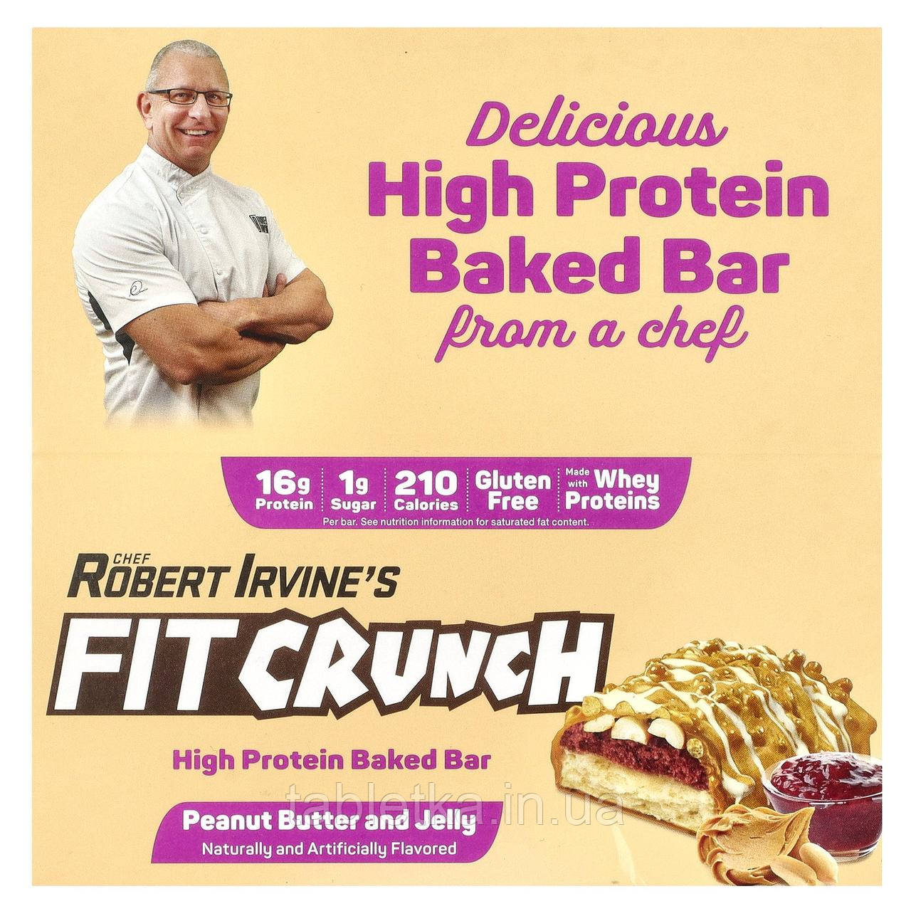 FITCRUNCH, Fit Crunch, батончик із високим вмістом протеїну, арахісова паста та желе, 9 батончиків, 46 г Дніпро