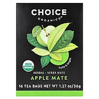 Choice Organic Teas, трав'яний йерба мате, яблучна мате, 16 чайних пакетиків, 36 г (1,27 унції)