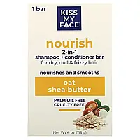 Kiss My Face, поживний шампунь і твердий кондиціонер 2 в 1, для сухого, тьмяного та кучерявого волосся, овес і