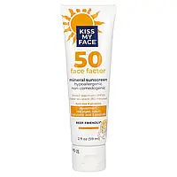 Kiss My Face, 50 Face Factor, мінеральний сонцезахисний засіб, SPF 50, 59 мл (2 рідк. унції)