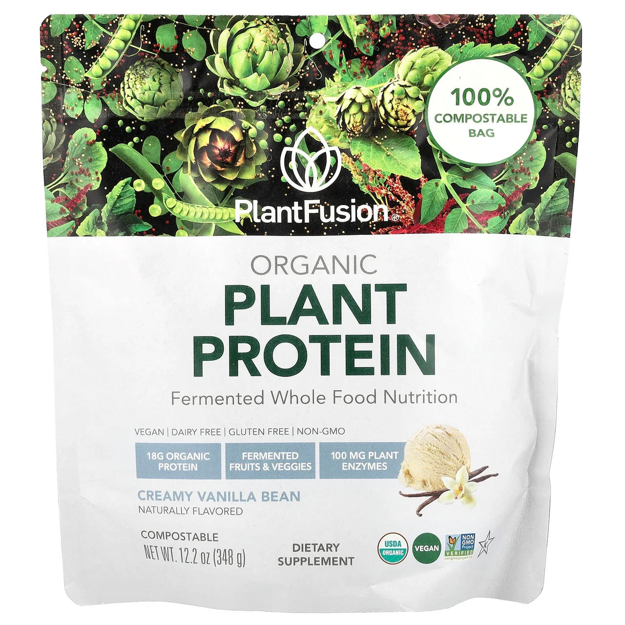 PlantFusion, Органічний рослинний протеїн, вершкові стручки ванілі, 348 г (12,2 унції), Київ