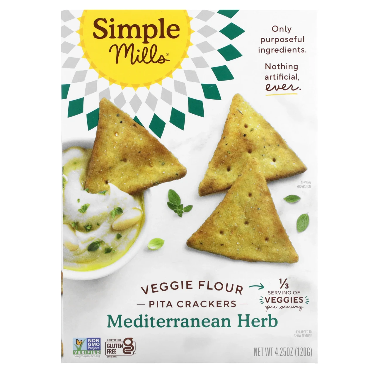 Simple Mills, Крекери з рослинного борошна, середземноморські трави, 120 г (4,25 унції), Київ, фото 1