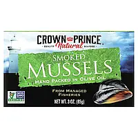 Crown Prince Natural, Smoked Mussels, In Olive Oil, 3 oz (85 g) Днепр Дніпро