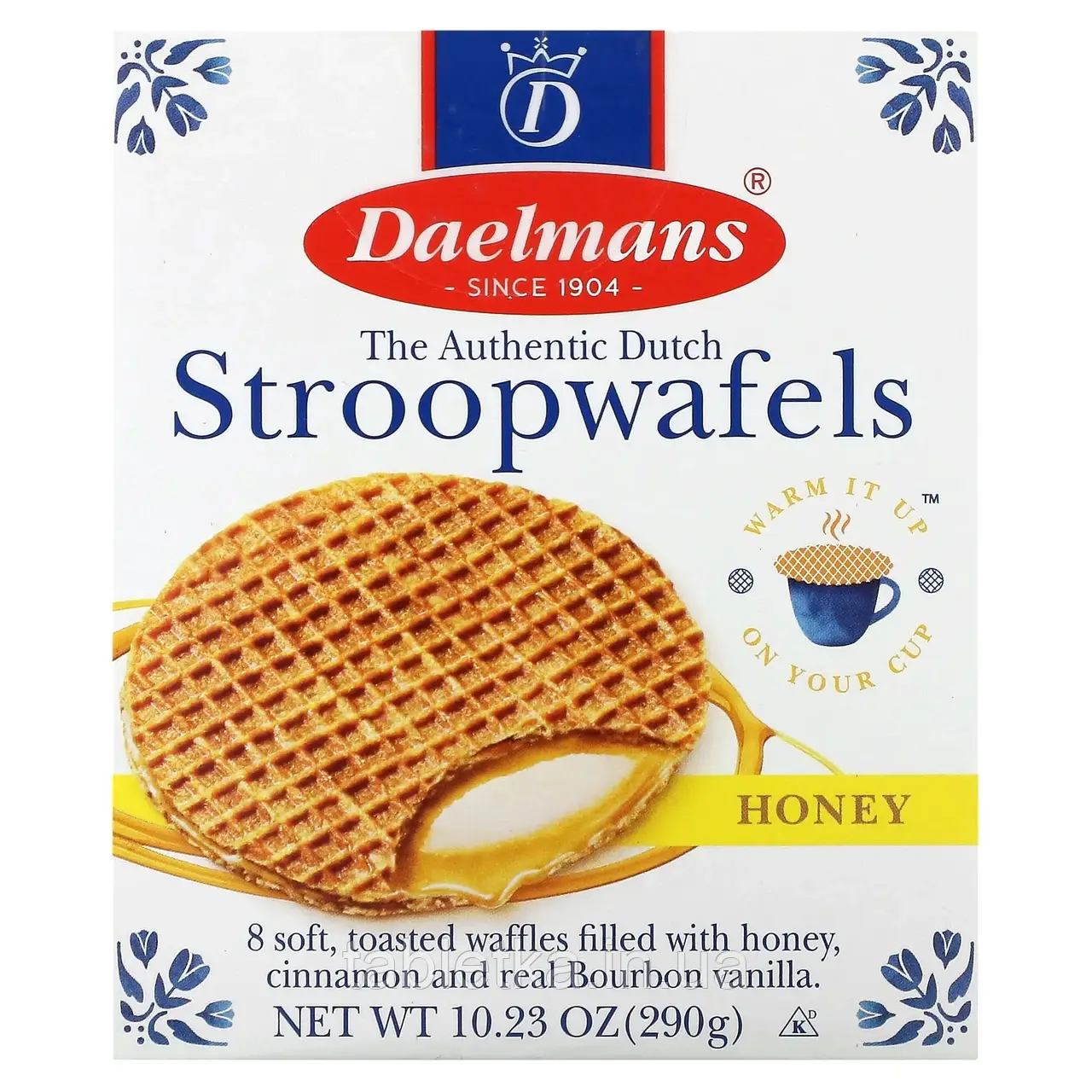 Daelmans, Stropwafels, мед, 8 вафель, 290 г (10,23 унції) Дніпро