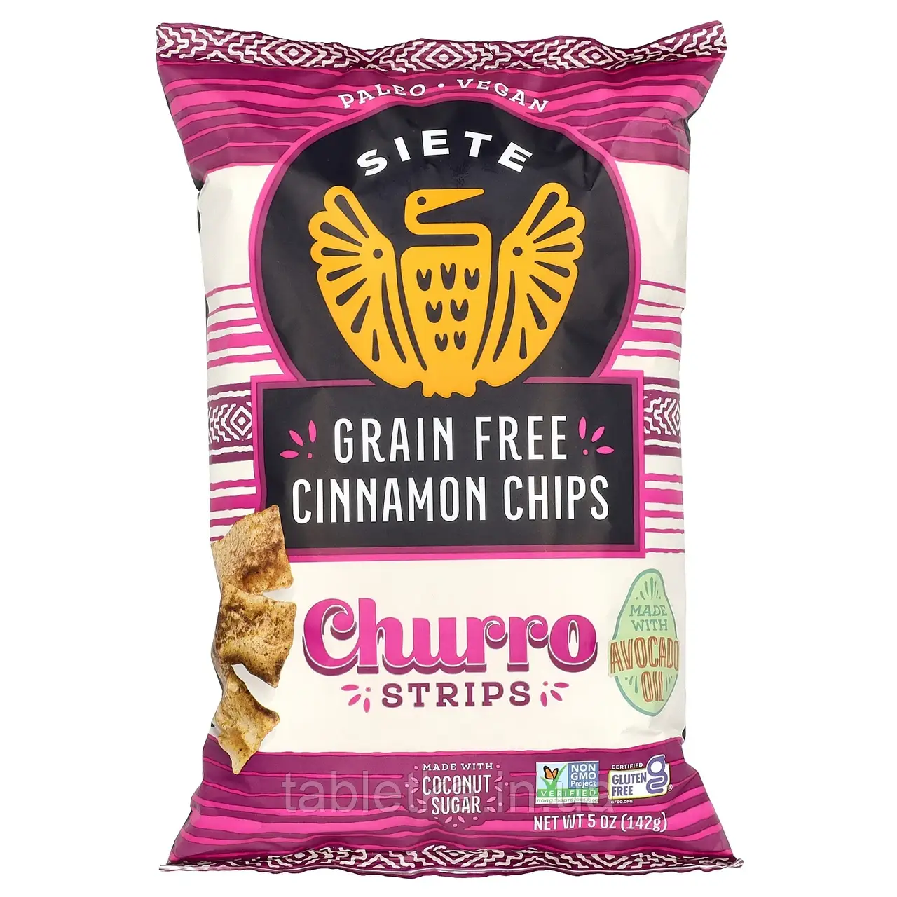 Siete, беззернові чипси з корицею, смужки, панчох, 142 г (5 унцій)