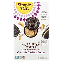 Simple Mills, Сендвіч-печиво, фаршироване горіховою олією, крем із какао та кеш'ю, 190 г (6,7 унції) Дніпро