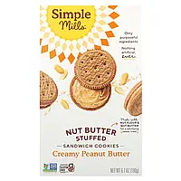 Simple Mills, Сендвіч-печиво, фарширована горіховою олією, вершкове арахісове масло, 190 г (6,7 унції)