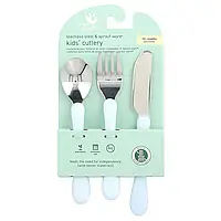 Green Sprouts, Stainless Steel & Sprout Ware®, Kid's Cutlery, 12+ Months, Blue, 3 Pieces