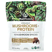 PlantFusion, Organic Mushrooms + Protein, насичений шоколад, 476 г (1 фунт) Дніпро