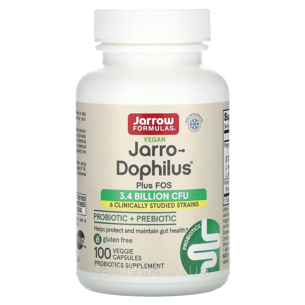 Jarrow Formula, Vegan Jarro-Dophilus Plus FOS, 100 рослинних капсул