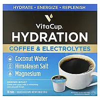 VitaCup, Hydration, кава та електроліти, середнього обсмажування, 18 капсул по 4,5 г (0,16 унції)