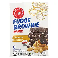 Made in Nature, Fudge Brownie Minis, арахісова паста, 8 тістечок, 168 г (5,92 унції)