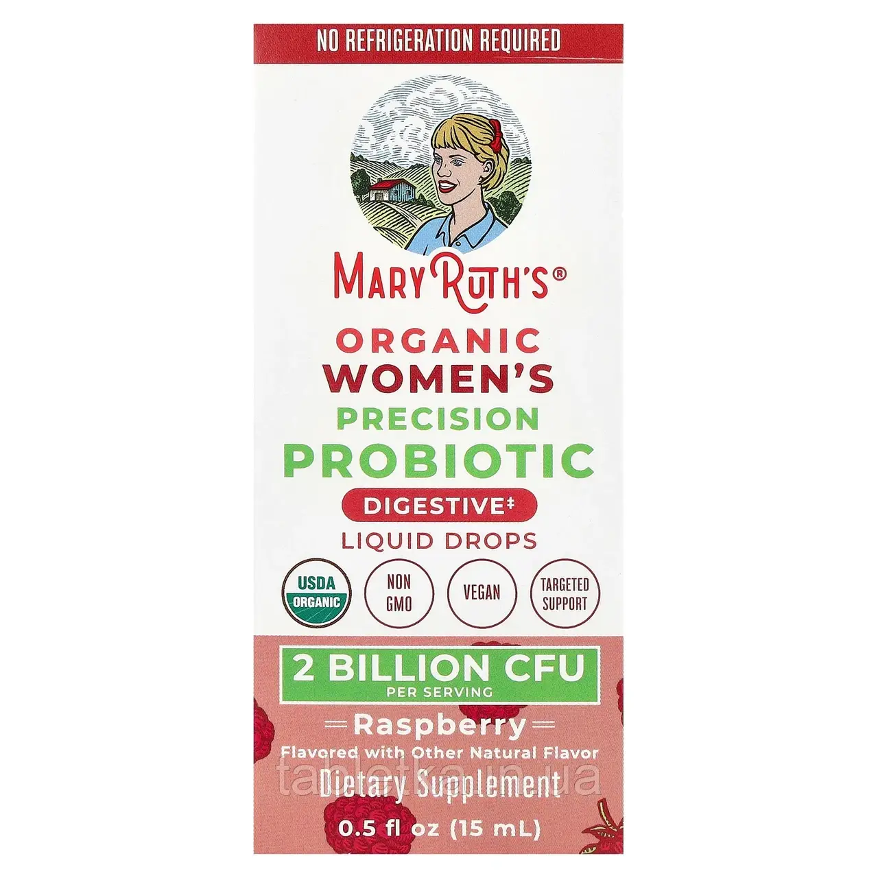 MaryRuth's, Органічний пробіотик для жінок, рідкі краплі, малина, 2 млрд КУО, 15 мл (0,5 рідко. унці.)