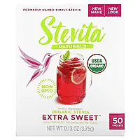 Stevita, Naturals, органічна стевія, екстрасолодка, 50 пакетиків, 3,75 г (0,13 унції)