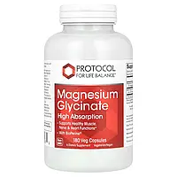 Protocol for Life Balance, Magnesium Glycinate, High Absorption, 180 Veg Capsules