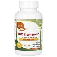 Zahler, B12 Energizer, формула вітаміну B12 і фолієвої кислоти, натуральна вишня, 360 пастилок