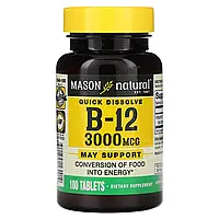 Mason Natural, Вітамін B12, 3000 мкг, 100 таблеток в Україні оригінал