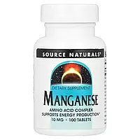 Source Naturals, Марганець, 10 мг, 100 таблеток