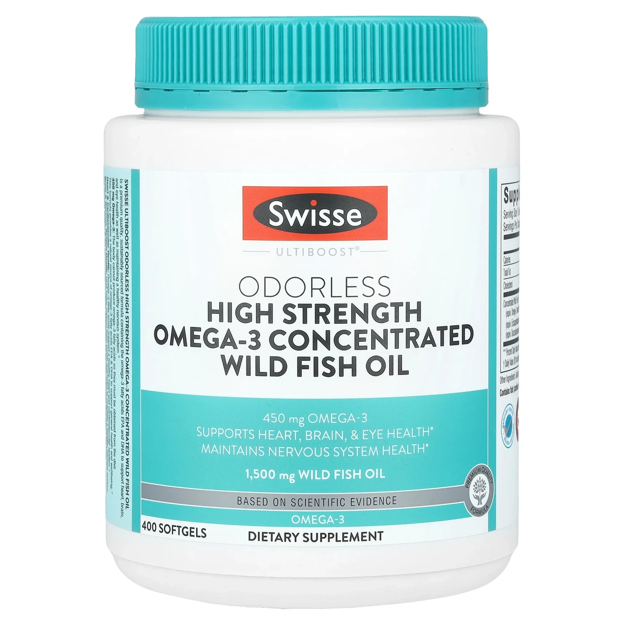 Swisse, Ultiboost®, високоефективний концентрований риб'ячий жир з омега-3 без запаху, 1500 мг, 400 м'яких, Київ