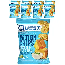 Quest Nutrition, Протеїнові чипси Original Style, чедер і сметана, 8 пакетиків, 32 г (1,1 унції), Київ