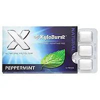 Xyloburst, повністю натуральна ксилітолова камедь, зі смаком перцевої м'яти, 12 шт.