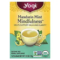 Yogi Tea, мандарин і м'ята, усвідомленість, без кофеїну, 16 чайних пакетиків, 32 г (1,12 унції)