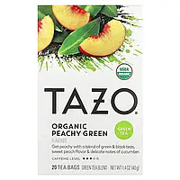 TAZO, Органічний зелений чай, персиково-зелений, 20 чайних пакетиків, 40 г (1,4 унції)