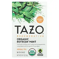 TAZO, Regenerative, трав'яний чай, органічна освіжна м'ята, без кофеїну, 16 чайних пакетиків, 19 г (0,67