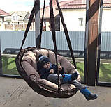 Гойдалка домашня для відпочинку діаметром 95 см, Круглі підвісні гойдалки для дачі, Гамак-крісло, Вулична гойдалка, фото 8