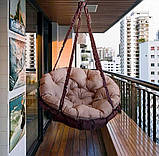 Гойдалка домашня для відпочинку діаметром 95 см, Круглі підвісні гойдалки для дачі, Гамак-крісло, Вулична гойдалка, фото 4