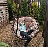 Гойдалка домашня для відпочинку діаметром 95 см, Круглі підвісні гойдалки для дачі, Гамак-крісло, Вулична гойдалка, фото 2